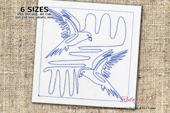 Reviewing Pair of Beautiful Parakeet Redwork for Apparel